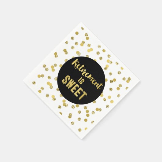 Zwart Goud Confetti Pensioen is Zoet Servet (Hoek)