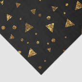 Zwart Goud Confetti Polka Dots Elegante Driehoeken Tissuepapier (Detail)