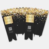 Zwart goud confetti QR code business logo Bedankdoosjes (Ongevouwen)