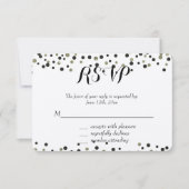 Zwart Goud Confetti RSVP (Voorkant)