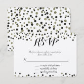 Zwart Goud Confetti RSVP Kaartje (Voorkant / Achterkant)