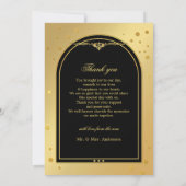 Zwart Goud Confetti Sparkles Bruiloft Foto Bedankkaart (Achterkant)
