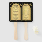 Zwart Goud Confetti Sparkles Bruiloft Handwaaier (Voorkant en achterkant)