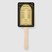 Zwart Goud Confetti Sparkles Bruiloft Handwaaier (Achterkant)