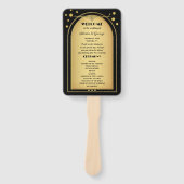 Zwart Goud Confetti Sparkles Bruiloft Handwaaier (Voorkant)