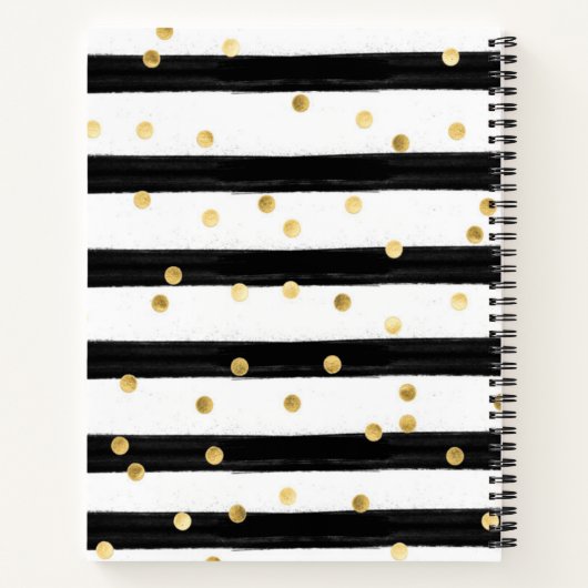Zwart Goud Confetti Stippen Blond Meisje Roze Bloe Notitieboek (Achterkant)