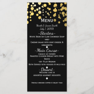Zwart & Goud Confetti Stippen Modern Glamour Menu