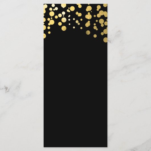 Zwart & Goud Confetti Stippen Modern Glamour Menu (Achterkant)