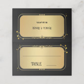 Zwart Goud Confetti Trouwtafel Nummer Plaatskaartje (Buitenkant ongevouwen)