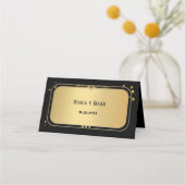 Zwart Goud Confetti Trouwtafel Nummer Plaatskaartje (Achterkant)