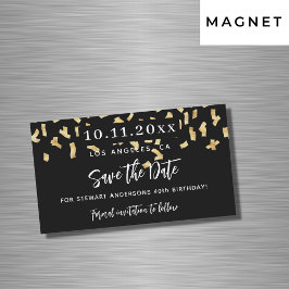 Zwart goud confetti verjaardag opslaan de datum ma