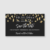 Zwart goud confetti verjaardag opslaan de datum ma (Voorkant)