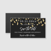Zwart goud confetti verjaardag opslaan de datum ma (Voorkant / Achterkant)