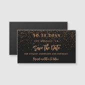 Zwart goud confetti verjaardag opslaan de datum ma (Voorkant / Achterkant)