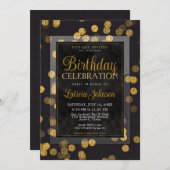 Zwart Goud Confetti Verjaardagsfeest Save The Date (Voorkant / Achterkant)