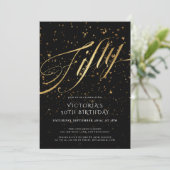 Zwart Goud Confetti Vijftig 50ste Verjaardagsfeest Kaart (Staand voorkant)