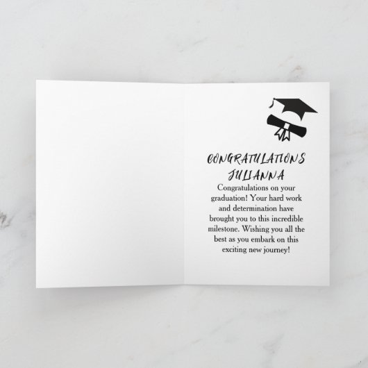Zwart & Goud Congrats Modern Afstuderen Studenten Kaart (Binnen)