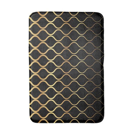 Zwart, goud, cool, trendy, retro abstract design badmat (Voorkant Verticaal)