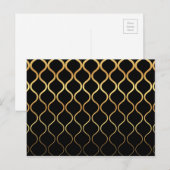 Zwart, goud, cool, trendy, retro abstract design briefkaart (Voorkant / Achterkant)