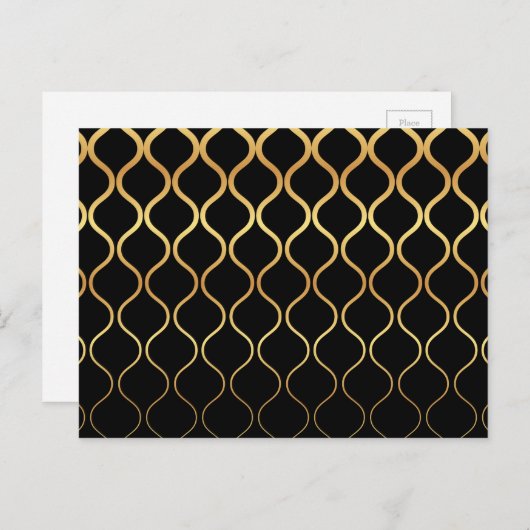 Zwart, goud, cool, trendy, retro abstract design briefkaart (Voorkant / Achterkant)