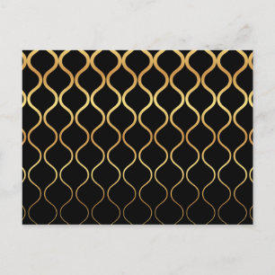 Zwart, goud, cool, trendy, retro abstract design briefkaart