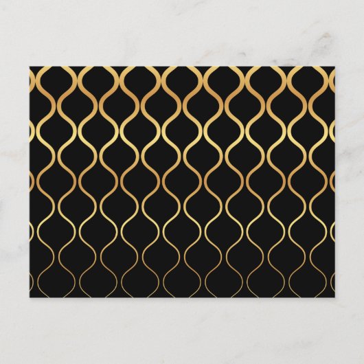 Zwart, goud, cool, trendy, retro abstract design briefkaart (Voorkant)