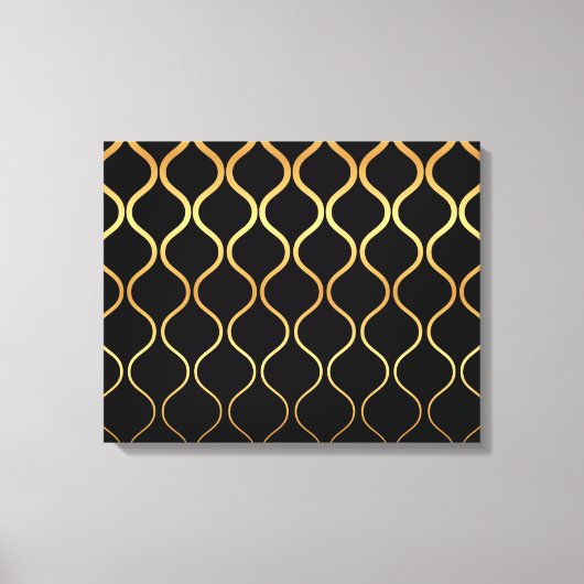 Zwart, goud, cool, trendy, retro abstract design canvas afdruk (Voorkant)