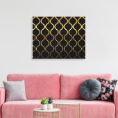 Zwart, goud, cool, trendy, retro abstract design canvas afdruk (Insitu (Woonkamer))