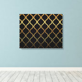 Zwart, goud, cool, trendy, retro abstract design canvas afdruk (Insitu (Houten vloer))
