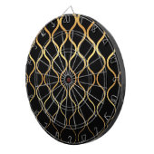 Zwart, goud, cool, trendy, retro abstract design dartbord (Voorkant Rechts)