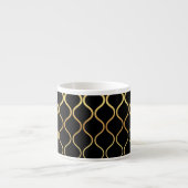 Zwart, goud, cool, trendy, retro abstract design espresso kop (Voorkant)