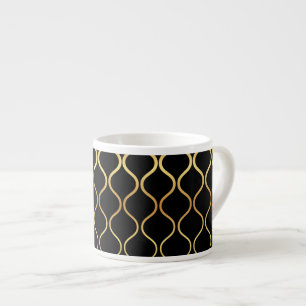 Zwart, goud, cool, trendy, retro abstract design espresso kop