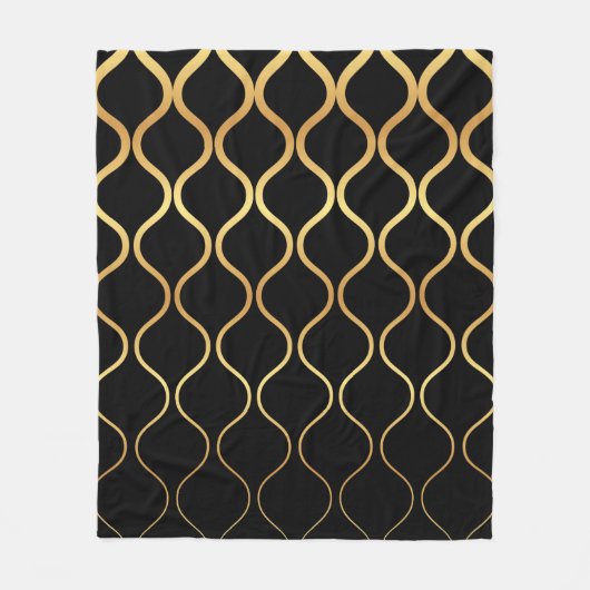 Zwart, goud, cool, trendy, retro abstract design fleece deken (Voorkant)