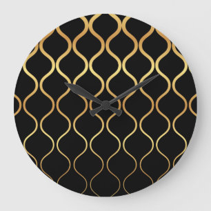 Zwart, goud, cool, trendy, retro abstract design grote klok
