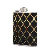 Zwart, goud, cool, trendy, retro abstract design heupfles (Links)