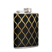 Zwart, goud, cool, trendy, retro abstract design heupfles (Rechts)