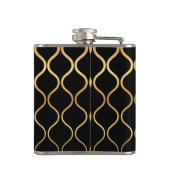 Zwart, goud, cool, trendy, retro abstract design heupfles (Achterkant)