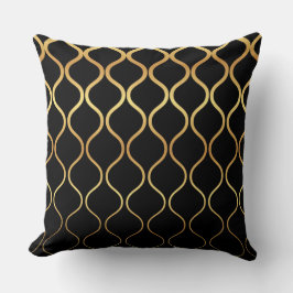 Zwart, goud, cool, trendy, retro abstract design kussen