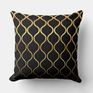 Zwart, goud, cool, trendy, retro abstract design kussen