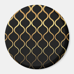 Zwart, goud, cool, trendy, retro abstract design magneet