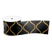 Zwart, goud, cool, trendy, retro abstract design satijnen lint (Spoel)