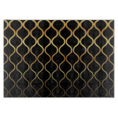 Zwart, goud, cool, trendy, retro abstract design snijplank (Voorkant)
