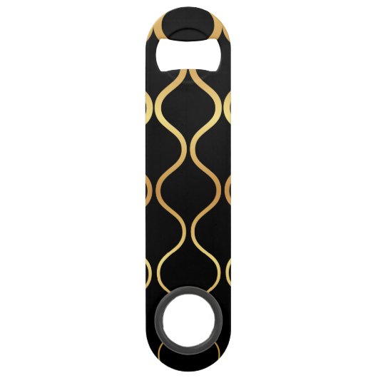Zwart, goud, cool, trendy, retro abstract design speed flessenopener (Voorkant)