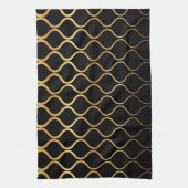 Zwart, goud, cool, trendy, retro abstract design theedoek (Verticaal)