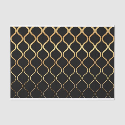 Zwart, goud, cool, trendy, retro abstract design tissuepapier (Voorkant)