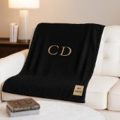 Zwart goud corporate logo bedrijf monogram luxe fleece deken