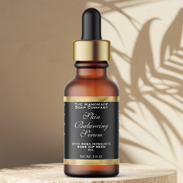 Zwart & Goud Cosmetica Klein Flesje Met Pipet Labe Etiket