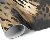 Zwart Goud Crème Luipaard Dierenprint Cadeaupapier (Rol Hoek)