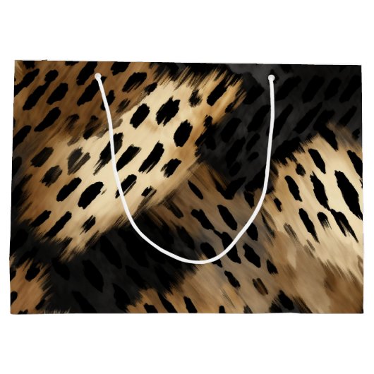 Zwart Goud Crème Luipaard Dierenprint Groot Cadeauzakje (Achterkant)
