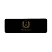 Zwart Goud Crest Monogram Trouwsigaar Band Etiket (Voorkant)
